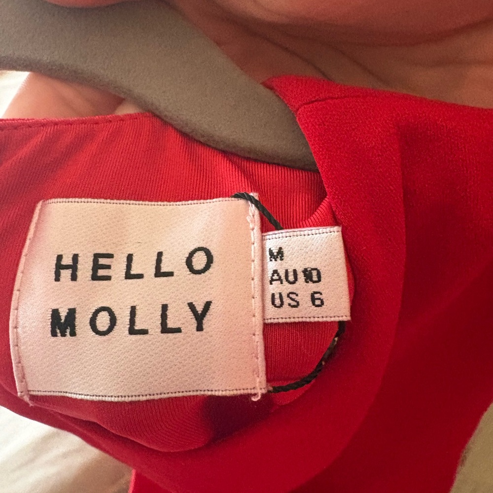 Hello Molly Sz 10 Midi Red Sleeveless Dress with Asymmetrical neckline - Picture 5 of 5